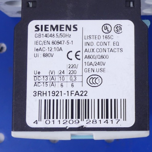 Siemens Sirius 3RT1026-1B..0 3RH1921-1FA22