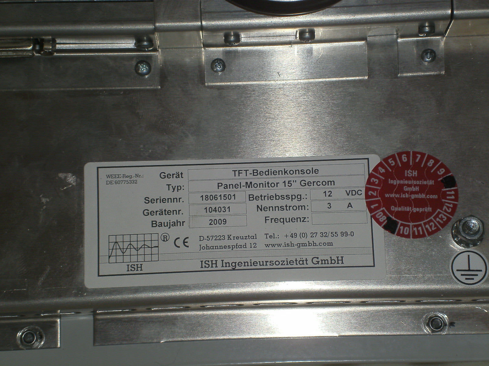 TFT -Bedienkonsole Typ.Pnel-Monitor 15"-Gercom