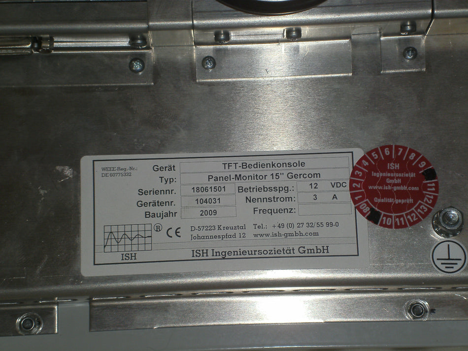 TFT -Bedienkonsole Typ.Pnel-Monitor 15"-Gercom