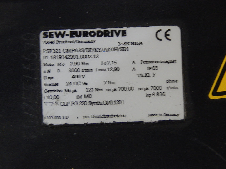 SEW  PSF321 CMP63S/PB/KY/AK0H/SB1  Servomotor mit Getriebe 