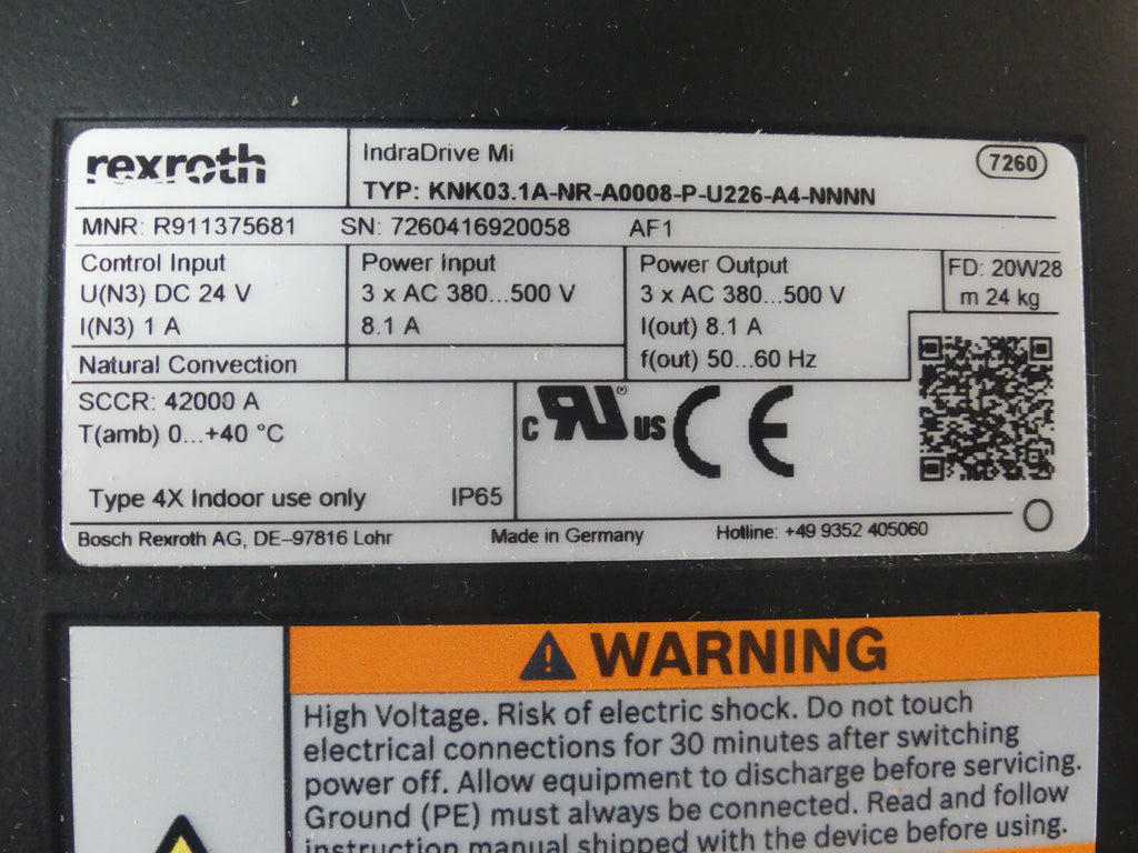 rexroth indradrive mi  knk03.1a-nr-a0008-p-u226-a4-nnnn