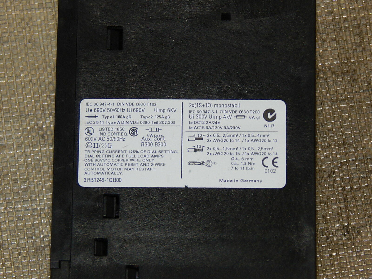 SIEMENS  3RB1246-1QB00  UEBERLASTRELAIS USED