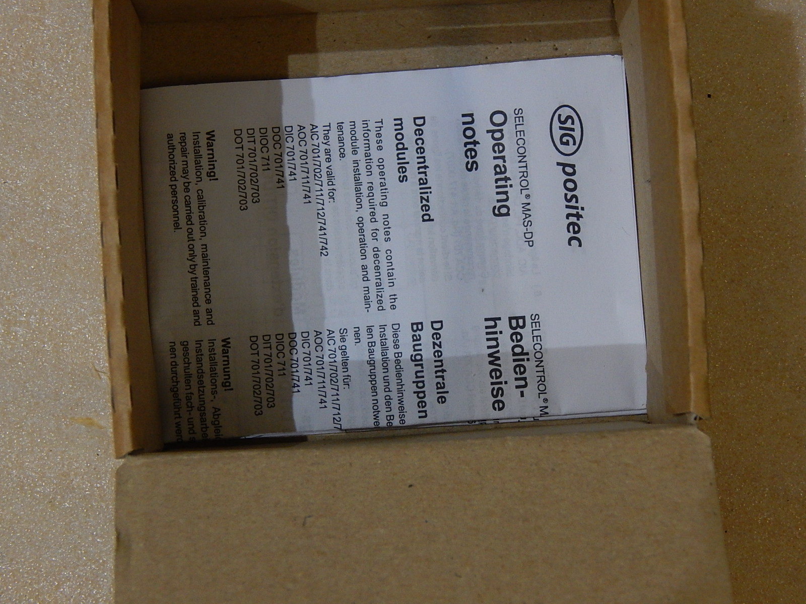 SIG POSITEC SELECONTROL MAS DIC 701 CPU DIC701 Neu