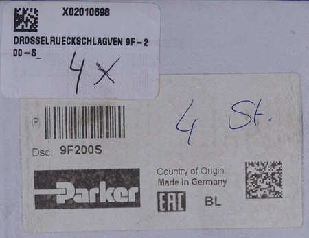 Parker 9F-200-S Drosselrückschlagventil 4St