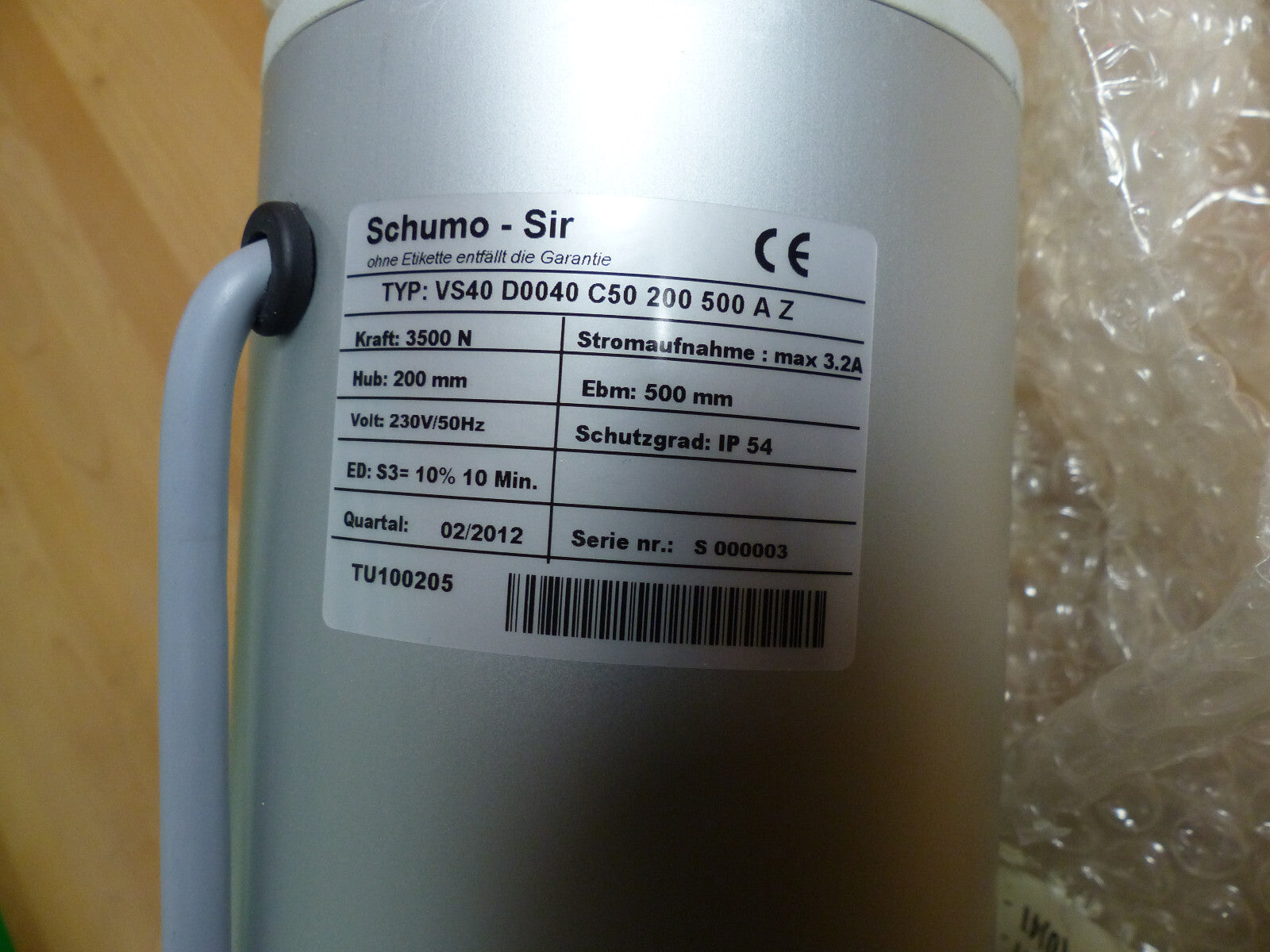Schumo VS40 D0040 C50 200 500 AZ  Lineare Antriebstechnik Antrieb