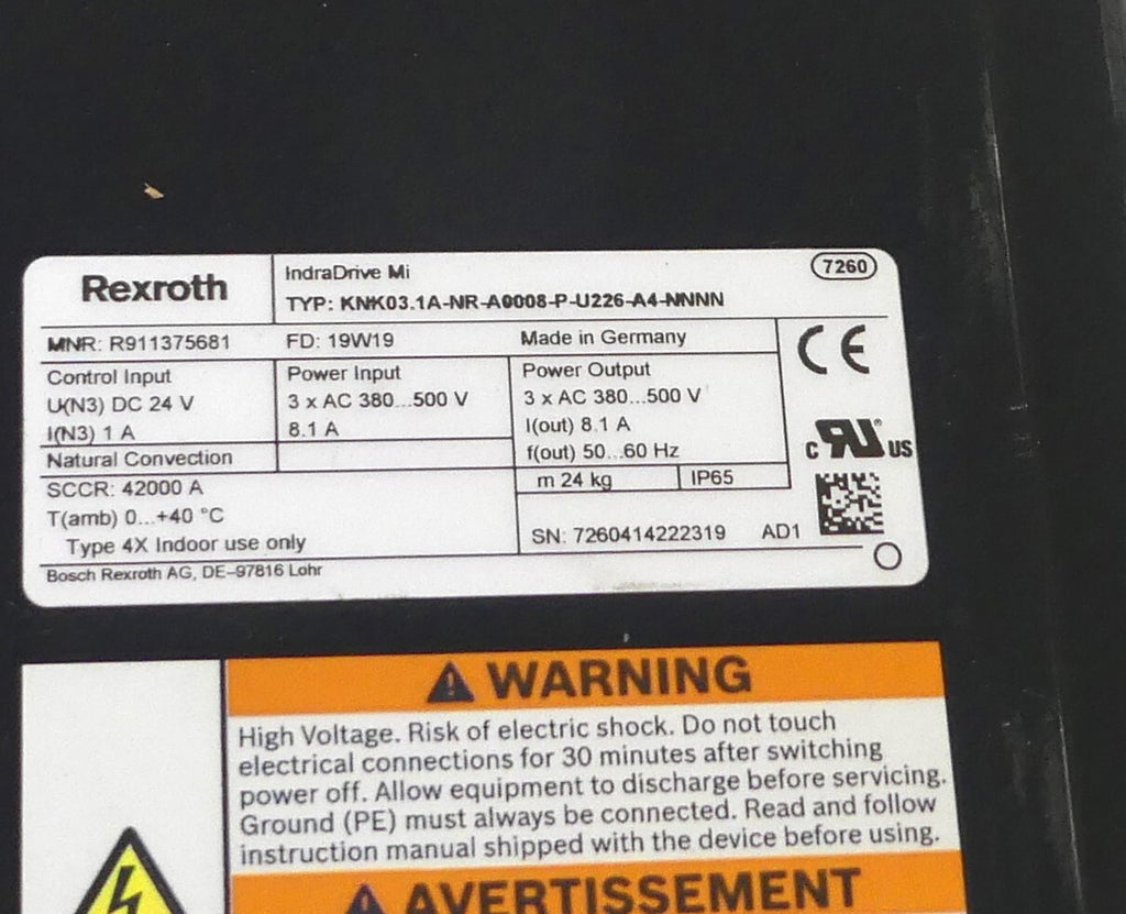 Rexroth IndraDrive Mi  KNK03.1A-NR-A0008-P-U226-A4-NNNN