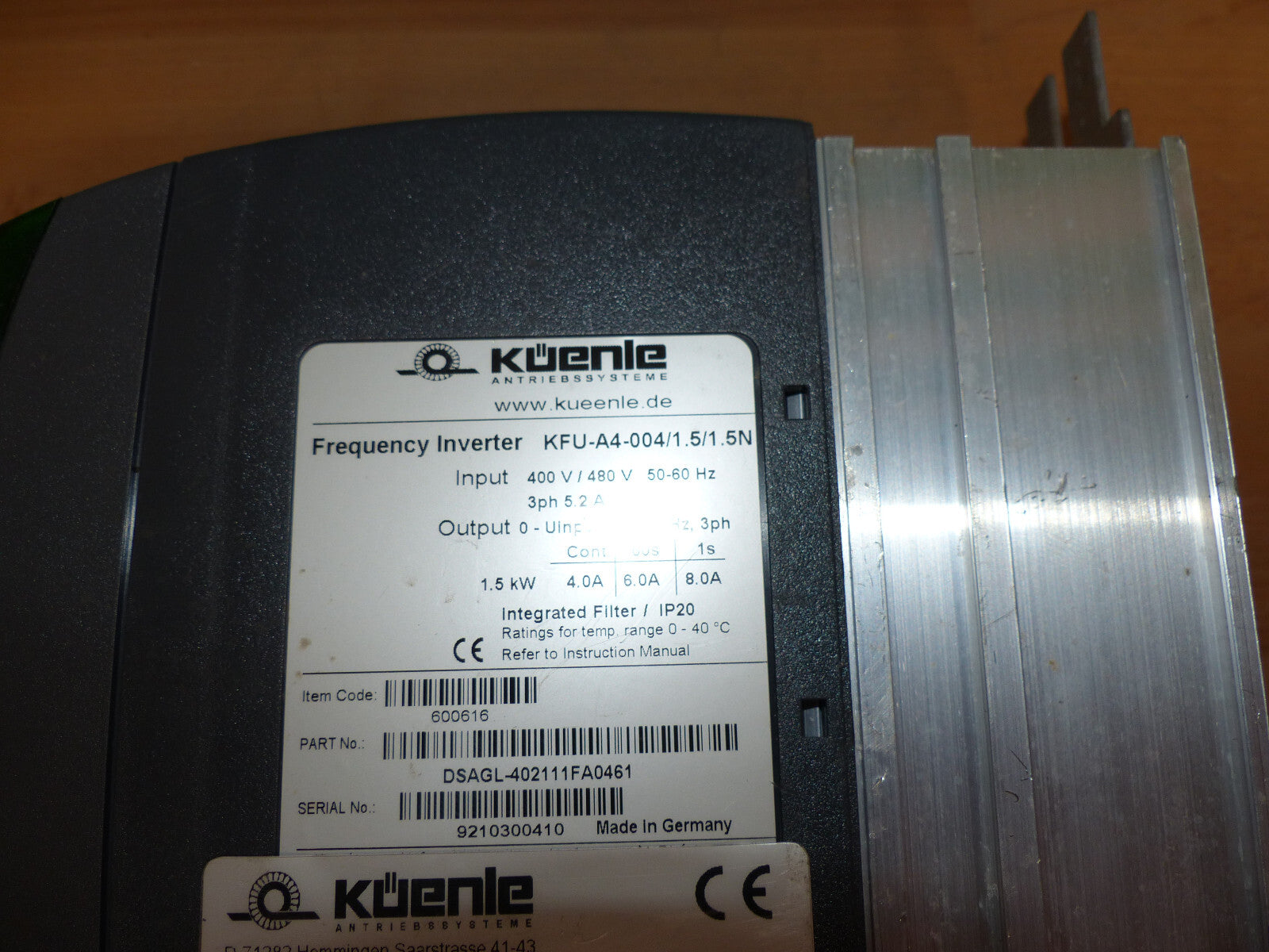 küenle kfu a4 004/1,5/1.5n 1.5 kw used s.Bilder