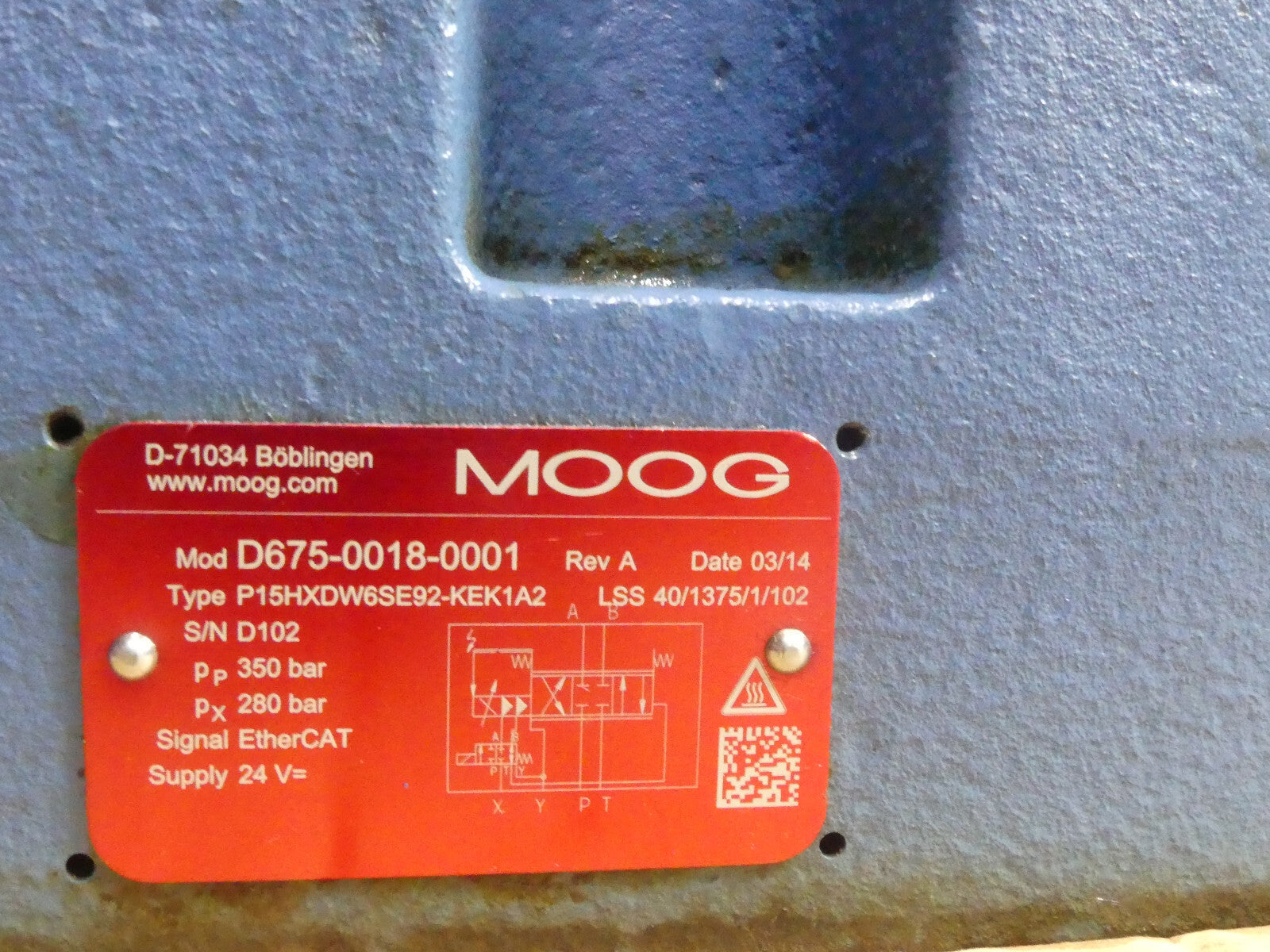 MOOG D675-0018-0001 / P15HXDW6SE92-KEK1A2 / D675P0018-0001 / G15HOWO4NE92-KEQ1A2