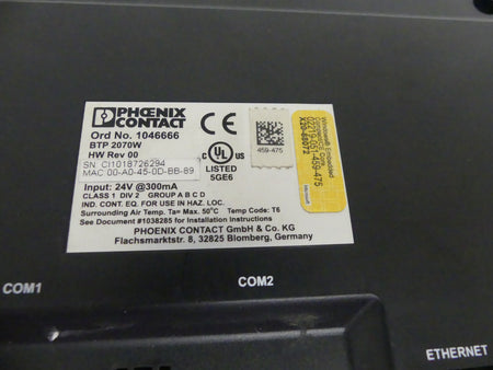 Phoenix Contact BTP 2070W HW Rev 00 Ord No. 1046666