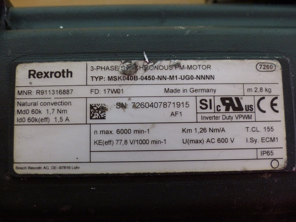 Rexroth MSK040B-0450-NN-M1-UG0-NNNN used