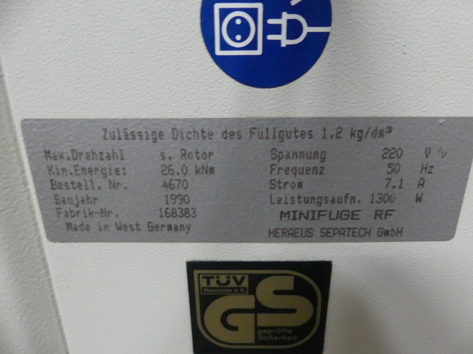 Heraeus Minifuge RF Kühlzentrifuge Zentrifuge Centrifuge