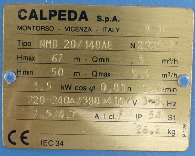 Calpeda NMD 20/140AE Kreiselpumpe