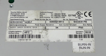Kollmorgen Servostar 400-M 443M-P S403AM-PB Servoverstärker FrequenzUmrichter