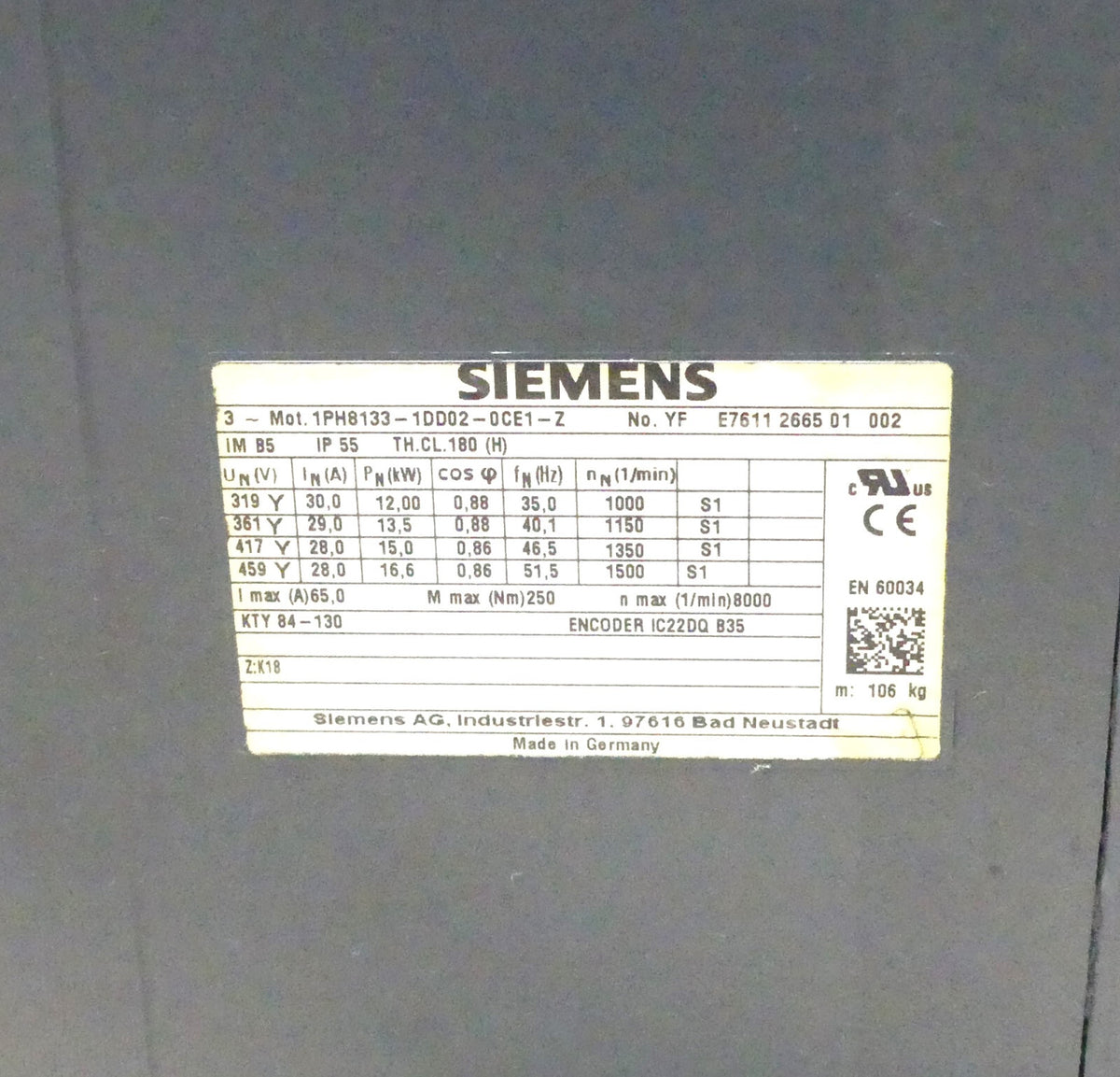 Siemens  1PH8133-1DD02-0CE1-Z