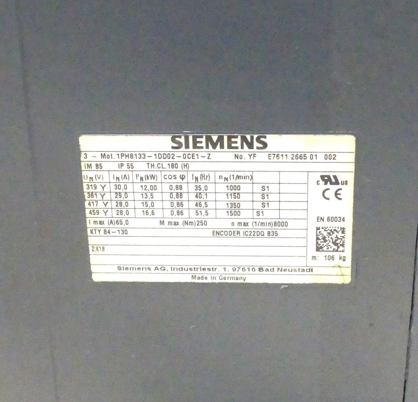 Siemens  1PH8133-1DD02-0CE1-Z