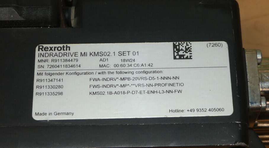 REXROTH INDRADRIVE MI KMS02.1B-A018-P-D7-ET-ENH-L3-NN-FW