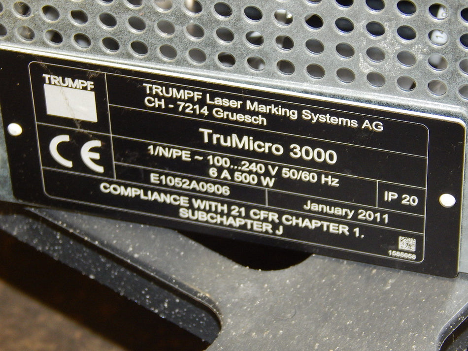 TRUMPF Laser - TruMicro 3000 1N/PE-100 240V 50/60HZ/E1052A00906 s.Bilder