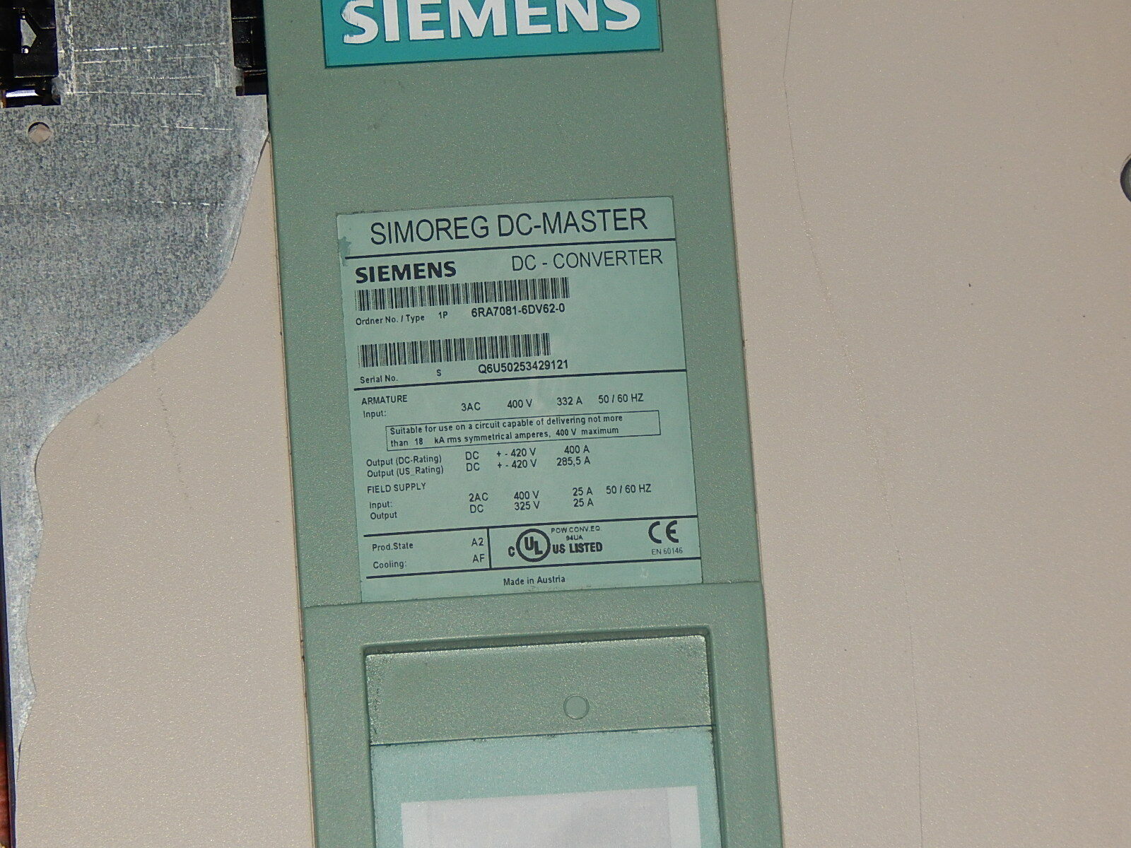  Siemens simoreg DC-Master Converter 6RA7081-6DV62-0  gehaus beschädigt s.Bilder