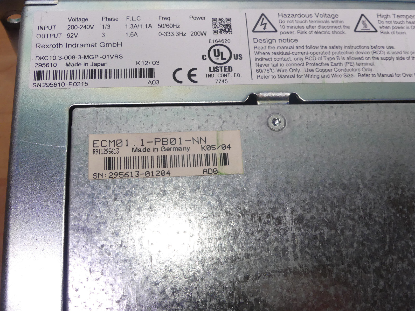 Rexroth Indramat Ecodrive DKC10.3-008-3-MGP-01VRS+ ECOM01.1-PB01-NN