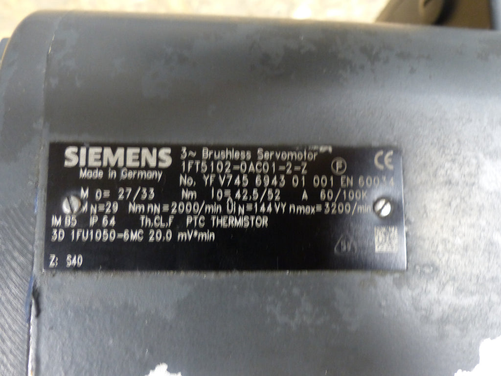 Siemens Servomotor 1FT5102-0AC01-2-Z used