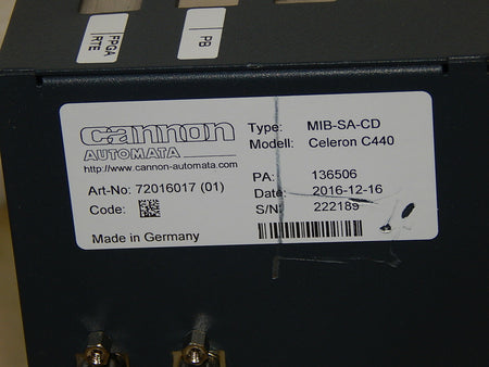 CANNON-Automata Industrie-PC Type:MIB-SA-CD // Modull: Celeron C440 Unbenutzt 