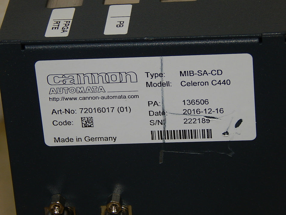  CANNON-Automata Industrie-PC Type:MIB-SA-CD // Modull: Celeron C440 Unbenutzt 