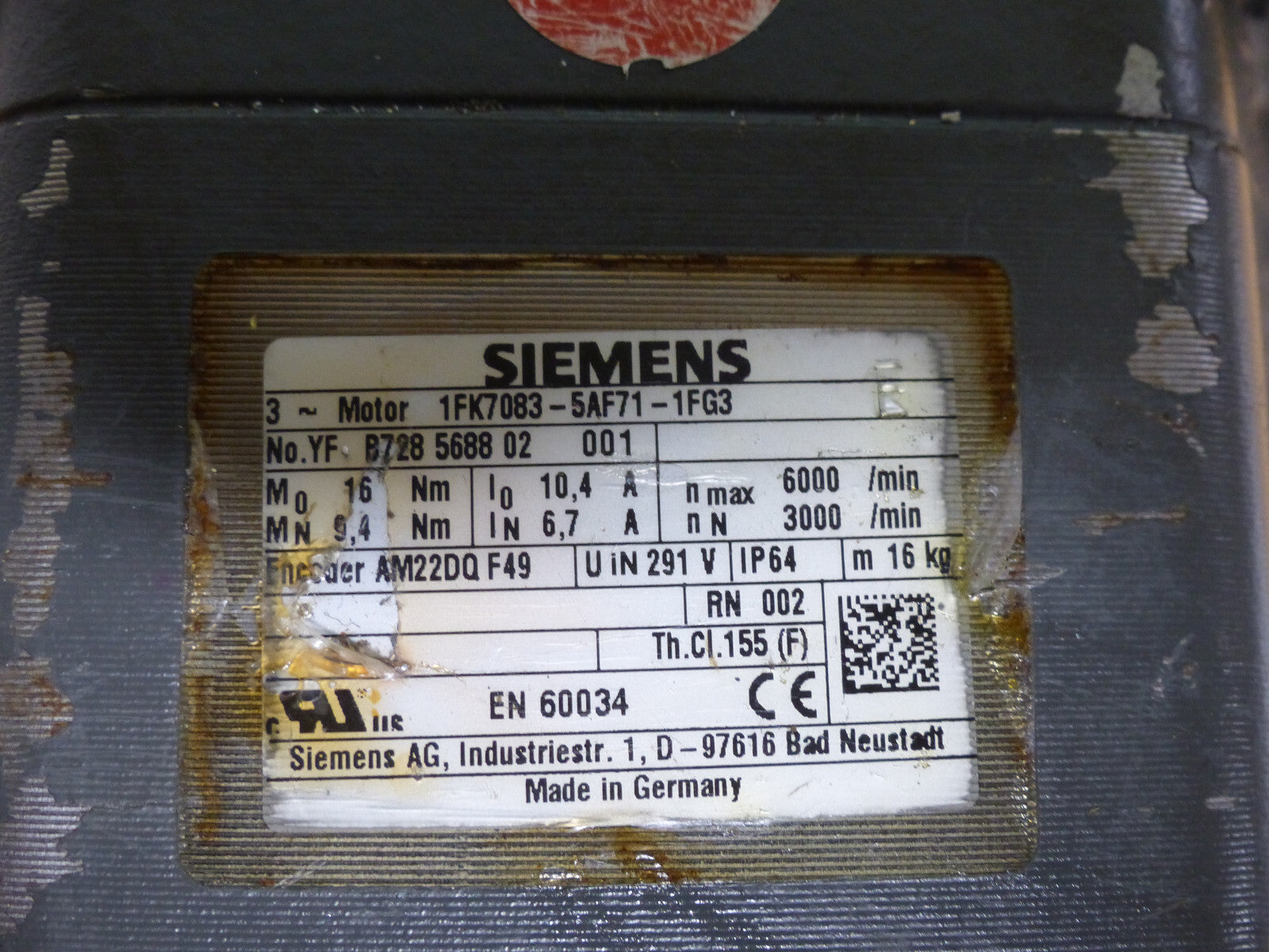 SIEMENS 1FK7083-5AF71-1FG3 used