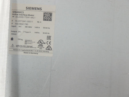  Siemens Sinamics 6SL3300-7TE41-4AC1  FS: K Active Interface Module 900KW unused