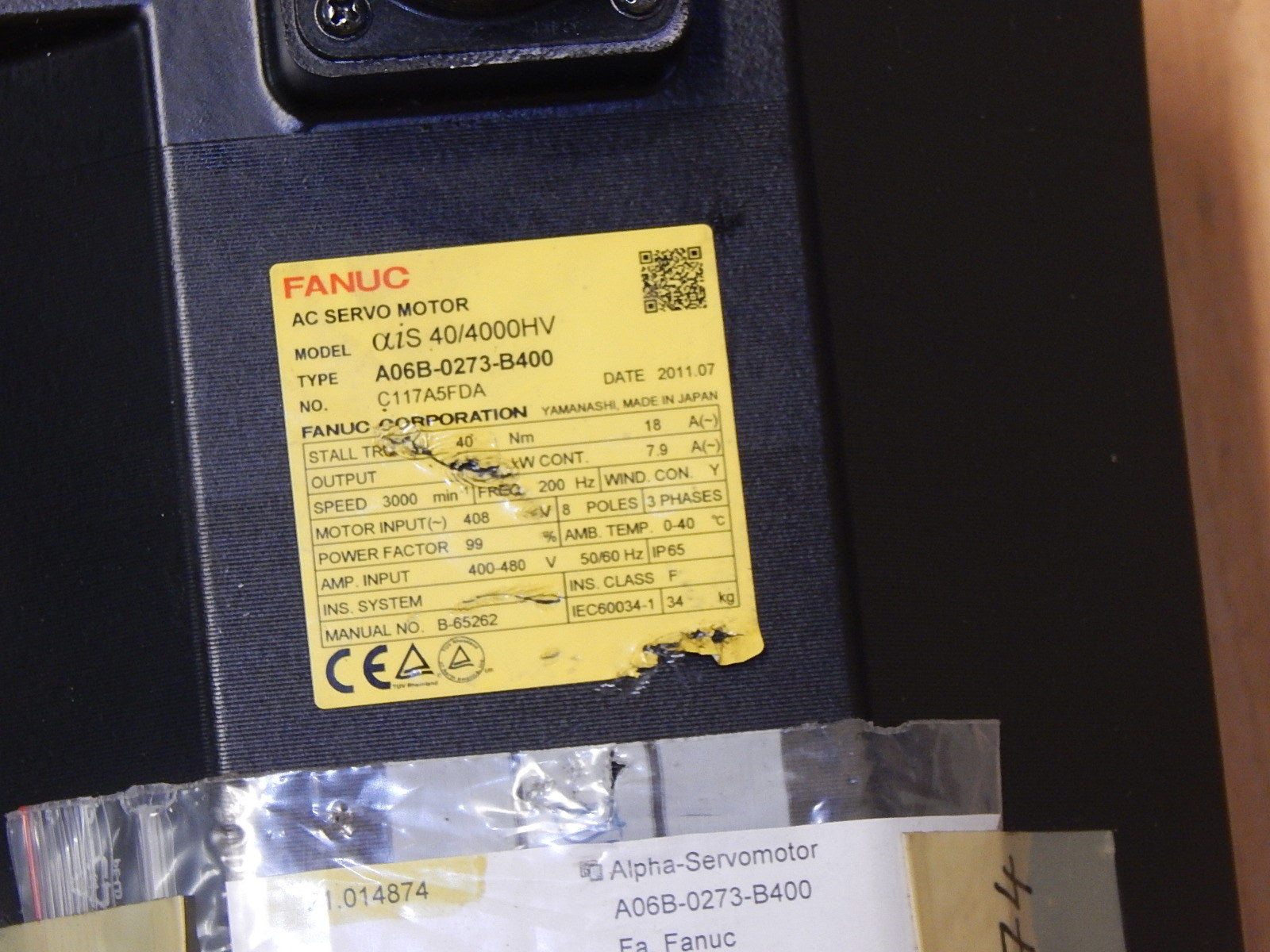  Fanuc  AC Servo Motor A06B-0273-B400