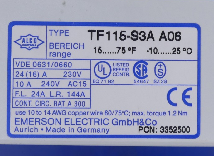 ALCO Controls TF115-S3AA06 Frostschutzschalter