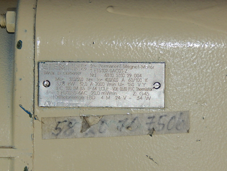 Siemens Servomotor 1FT5102-0AC01-Z  mit Siemens Drehgeber Used siehe Bilder  
