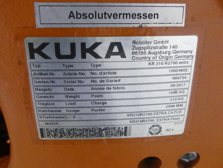 KUKA Industrieroboter KRC4  KR210 R2700 extra  KR210R2700 extr B.j: 09/2017 s.B