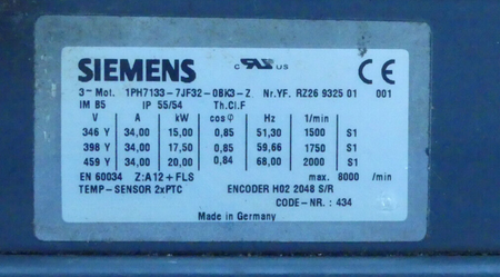 Siemens  1PH7133-7JF32-0BK3-Z
