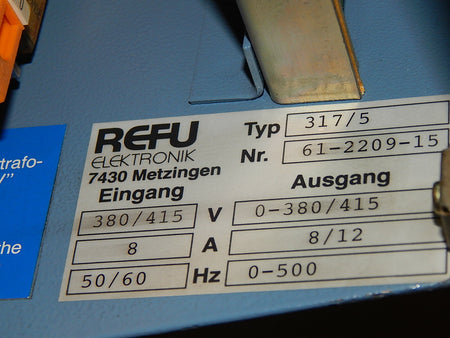  Frequenzumrichter Refu Typ: 317/05  61-2209-15   A 8/12  0-500Hz used