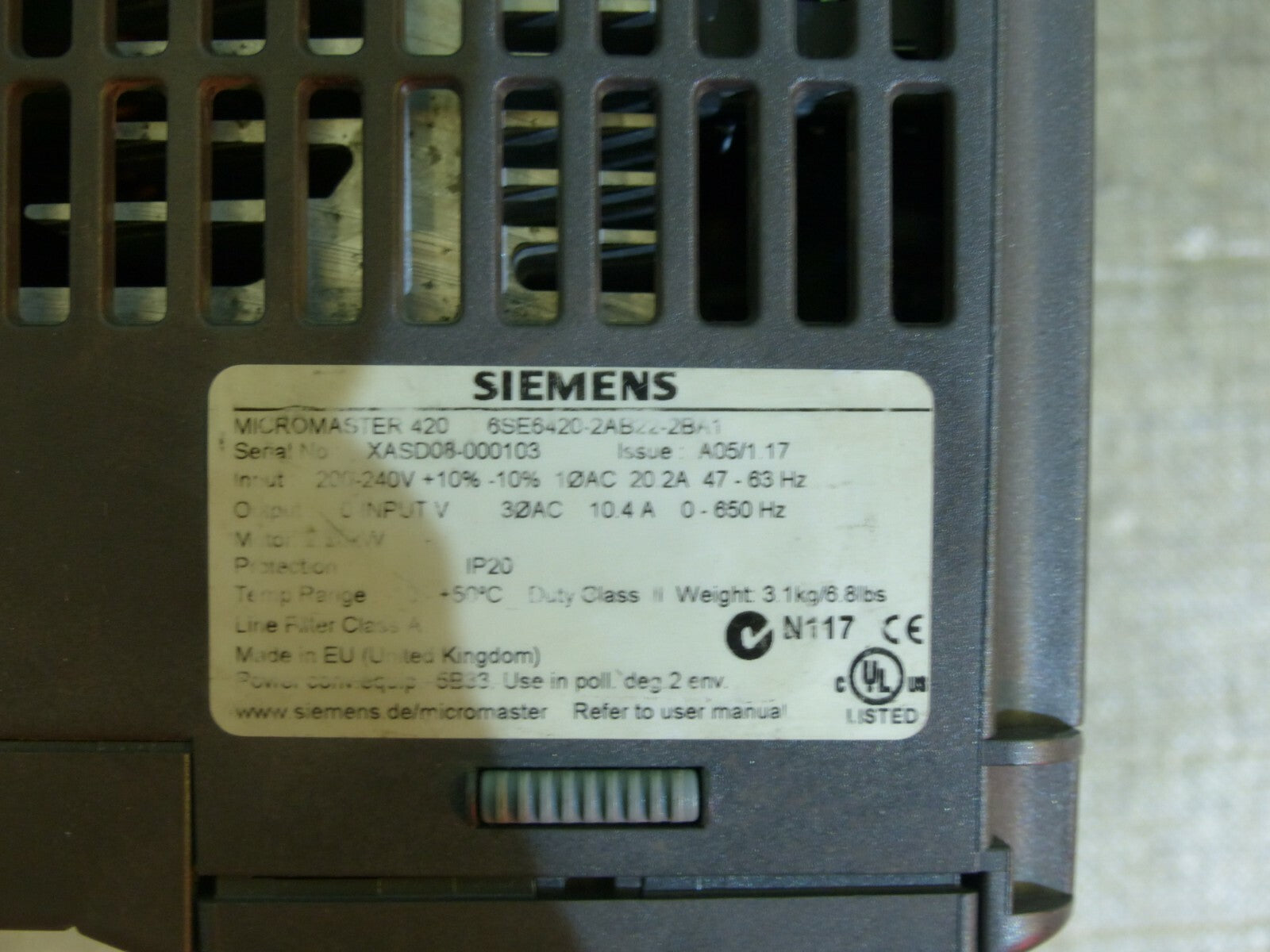Siemens Micromaster 420 6SE6420-2AB22-2BA1