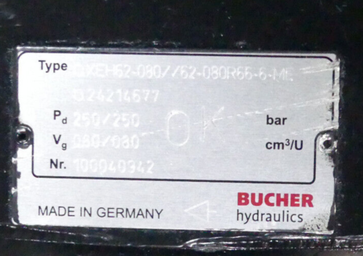 BUCHER hydraulics OXEH62-080 62-80R66-6-ME
