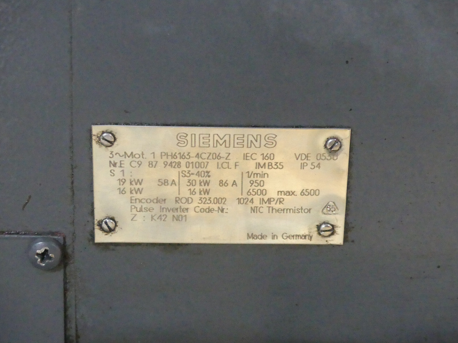 Siemens Servomotor 1PH6163-4CZ06-Z