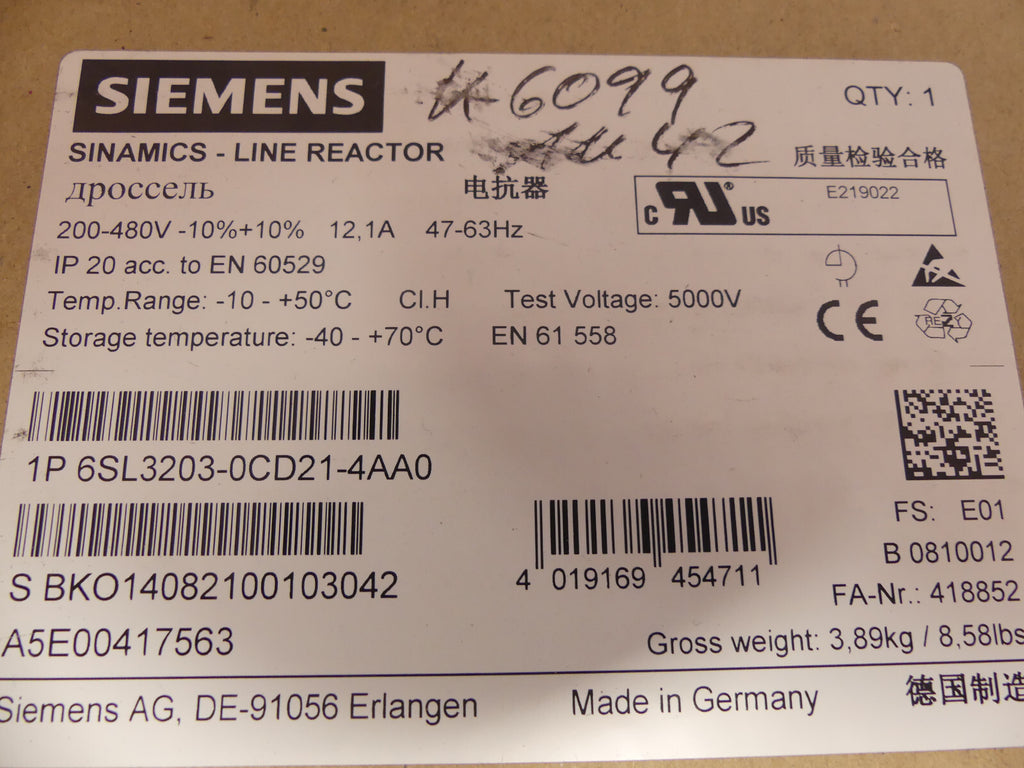 Siemens 6SL3203-0CD21-4AA0