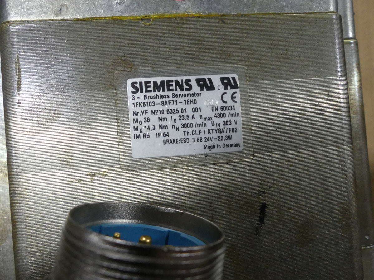 Siemens 1FK61038AF711EH0   1FK6103-8AF71-1EH0 Servomotor