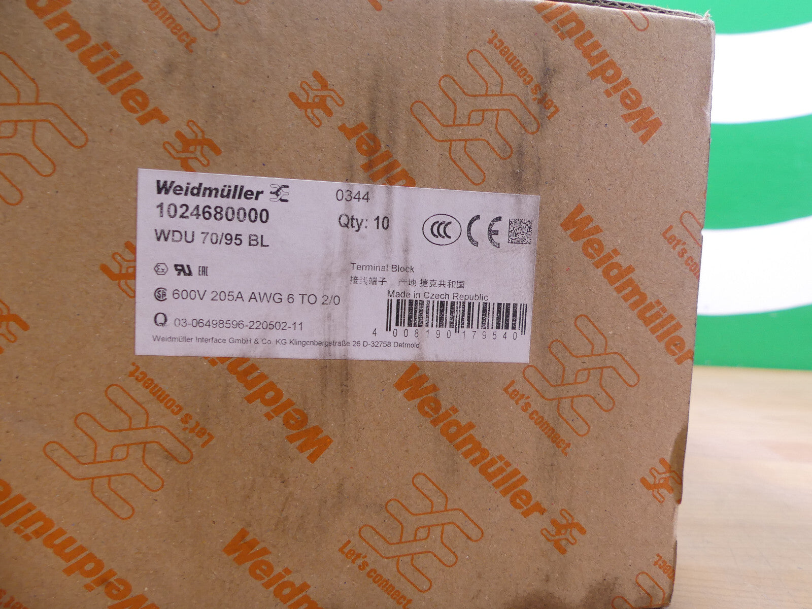 10x Weidmüller WDU 70/95 BL 1024680000 Durchgangsklemme