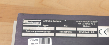 Seidel  WAF65WKS-CE310/12PB Servo Drive Control