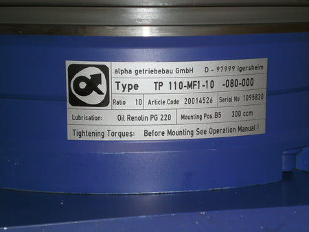 Alpha Getriebe Typ.110-MF1-10-080-000 New