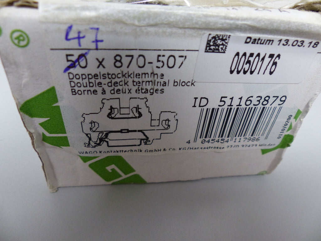 47x Wago 870-507 Doppelstockklemme