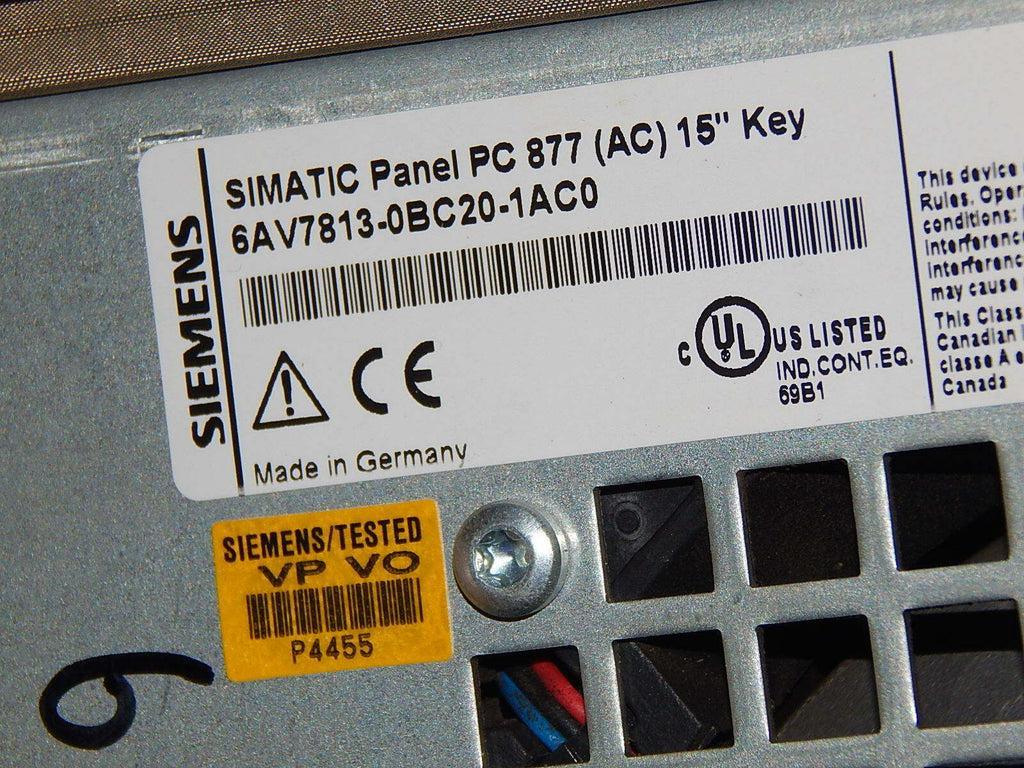  Siemens Simatic Panel PC 877  6AV7813-0BC20-1AC0   15" KEY used