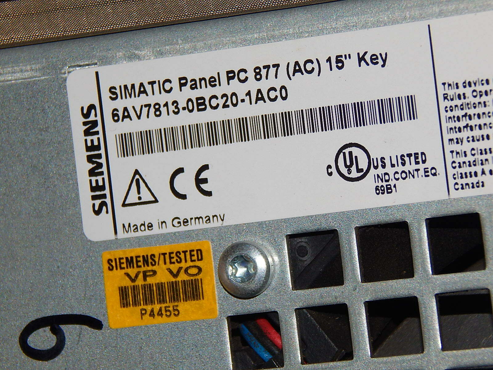  Siemens Simatic Panel PC 877  6AV7813-0BC20-1AC0   15" KEY used
