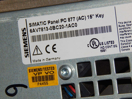  Siemens Simatic Panel PC 877  6AV7813-0BC20-1AC0   15" KEY used