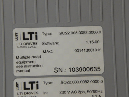 LTI Servo-One junior SO22.003.0082.0000.0 Servo Controller, Servoregler