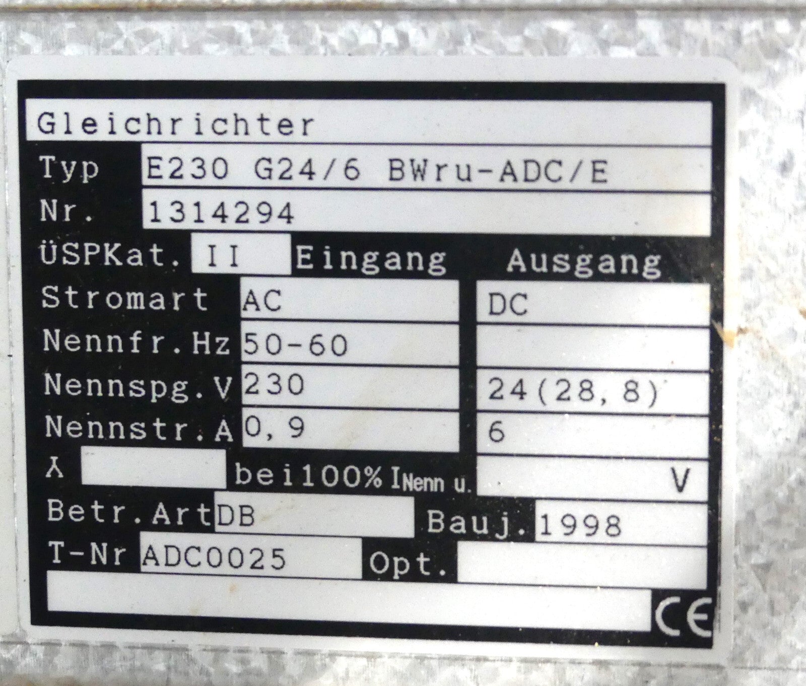 ADC Gleichrichter E230 G24/6 BWru-ADC/E