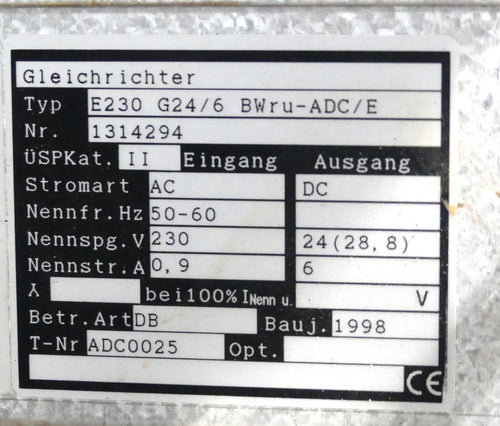 ADC Gleichrichter E230 G24/6 BWru-ADC/E