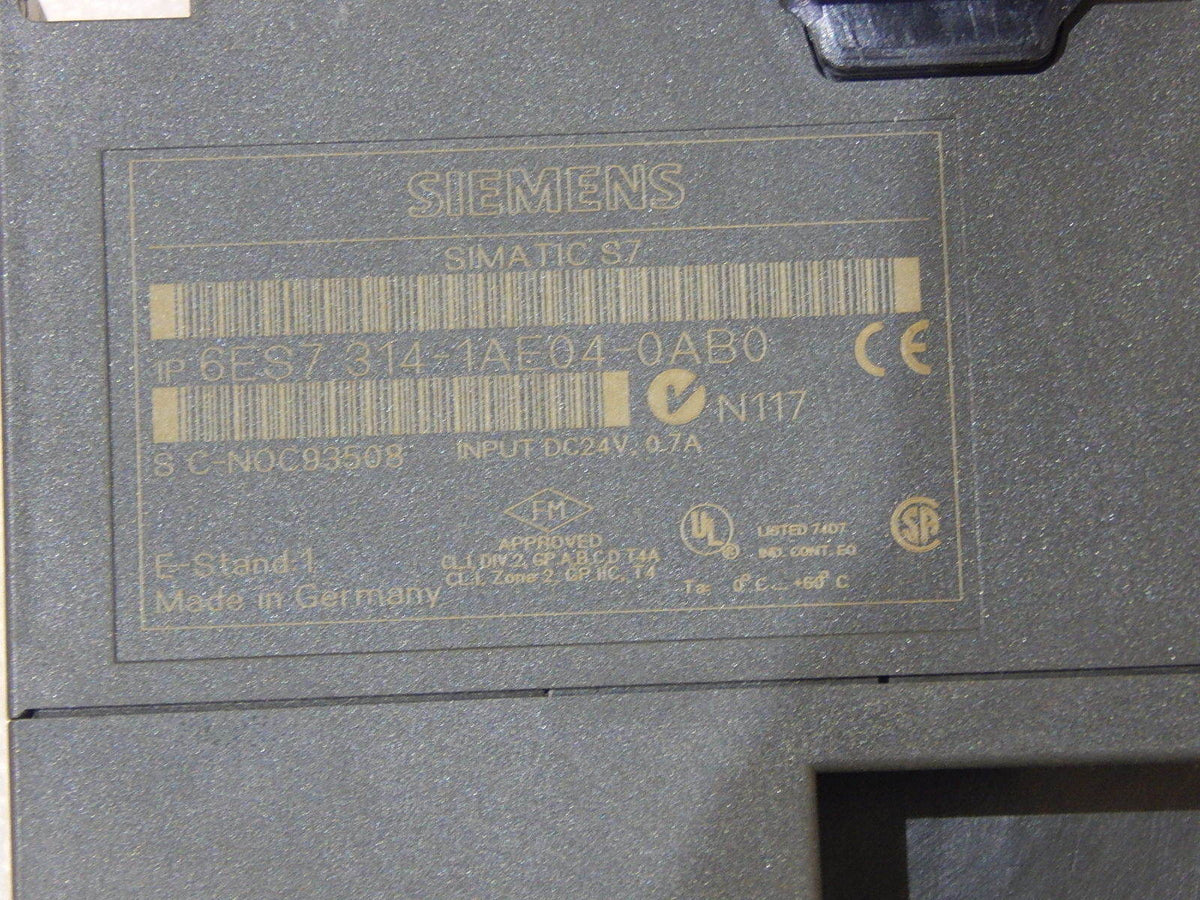 Siemens Simatic S7 6ES7 314-1AE04-0AB0   E:1 + 32KB Karte used